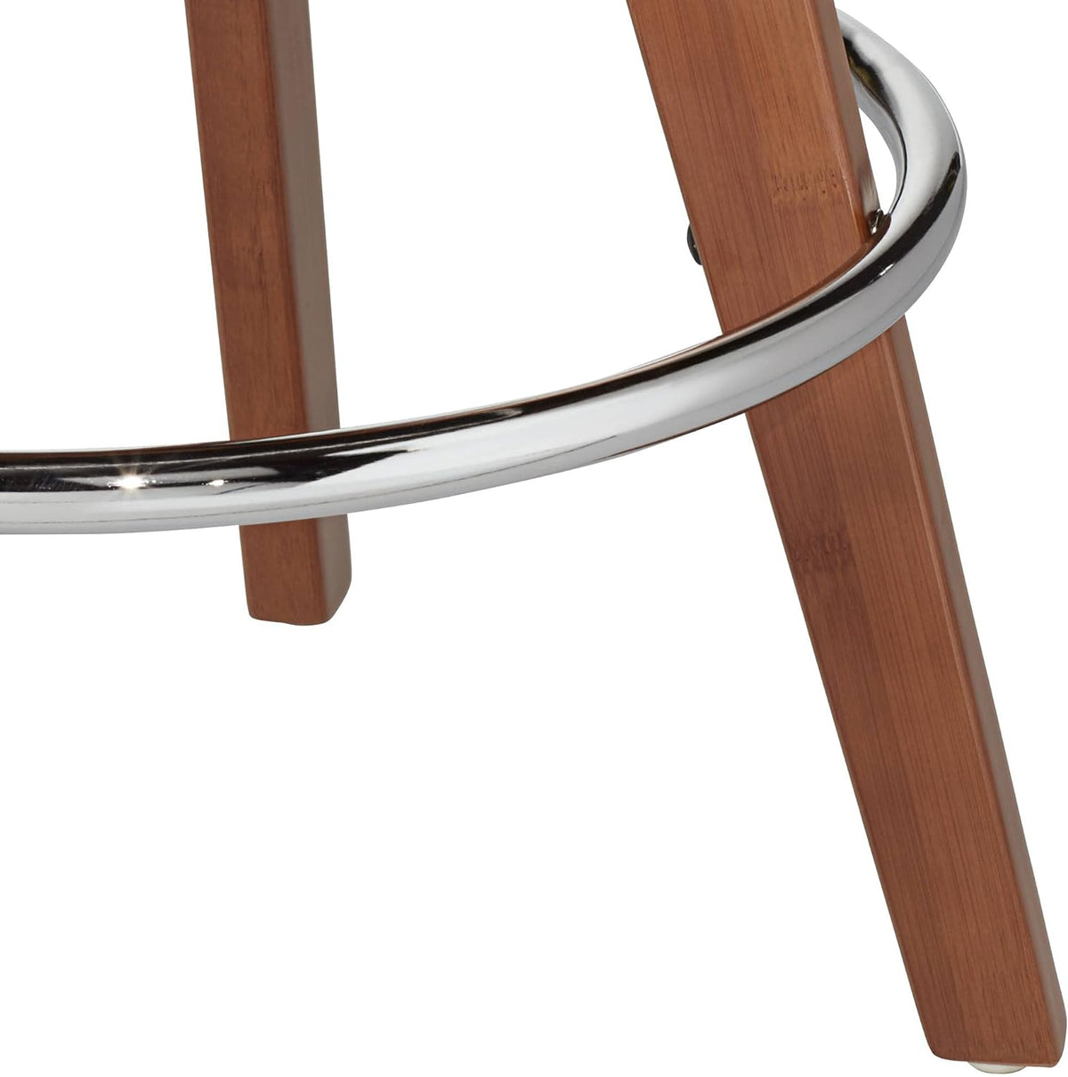 Walnut Bamboo Swivel Stool Brown 26 1/2" High Ivory Velvet Upholstered Cushion with Backrest Footrest M176