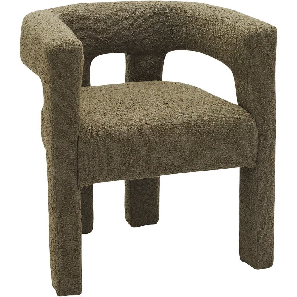 Olive Green Boucle Fabric Accent Chair Z977934