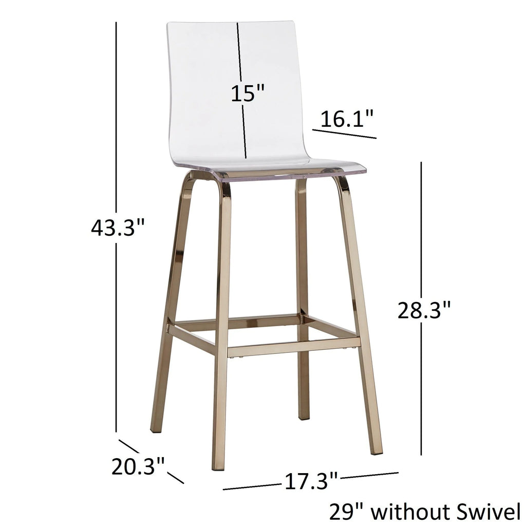 Champagne Gold Acrylic Swivel Bar Stools, Set 2 L299170