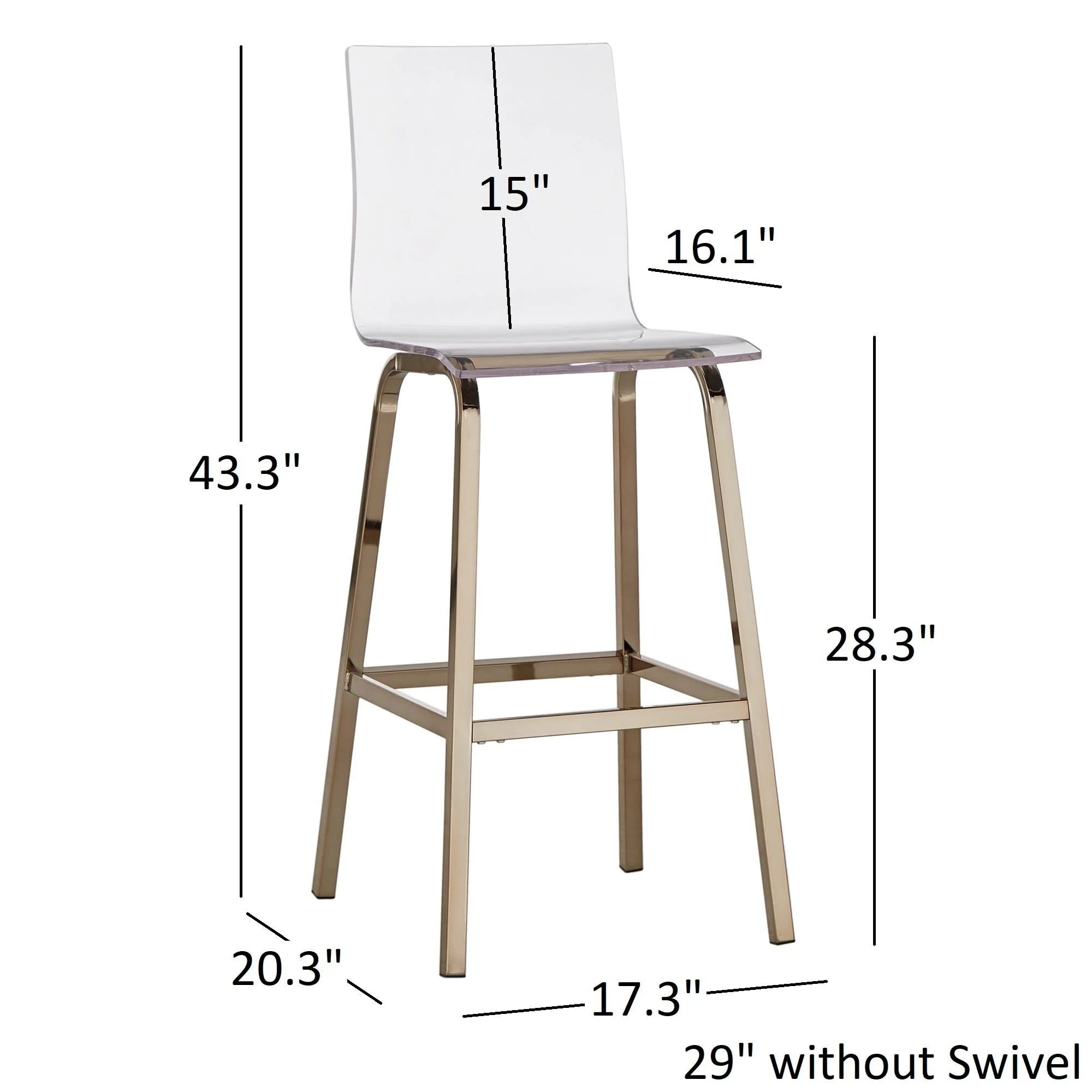 Champagne Gold Acrylic Swivel Bar Stools, Set 2 L299170