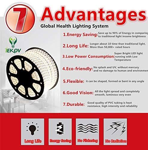 RGB LED Strip Light, Waterproof Multi Colors Dimmable SMD5050 LED Rope Light Y133