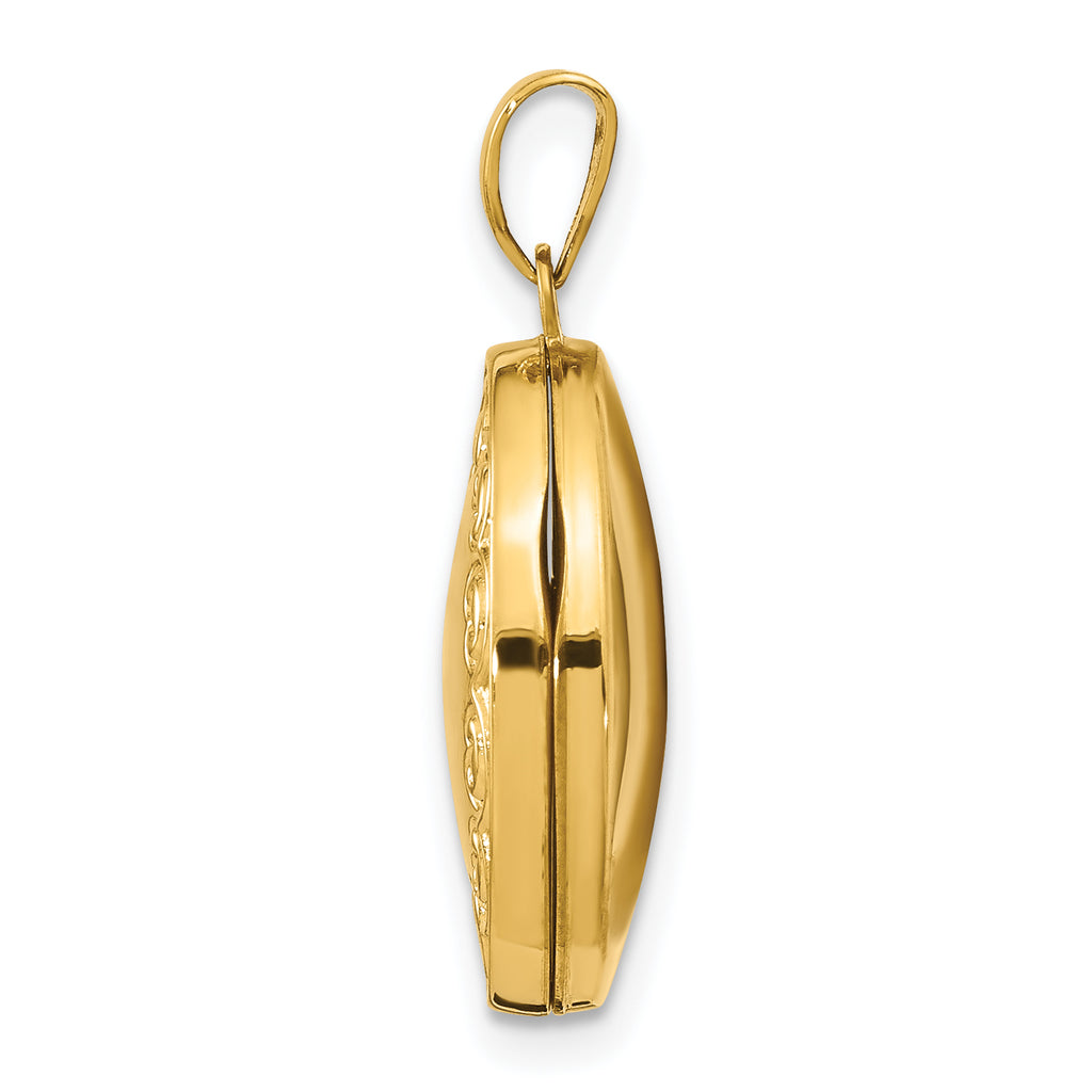 14 Karat Yellow Gold Oval Locket on 18-inch Cable Rope Chain J82006