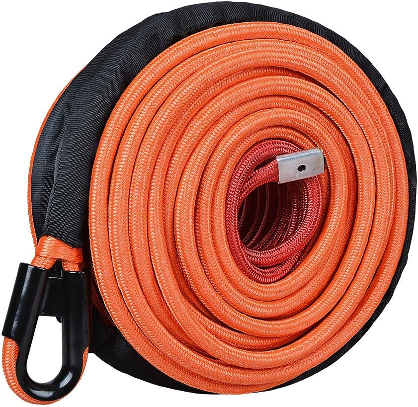 85ft x 3/8 inch Synthetic Winch Line Rope with Heat Rock Guard T394