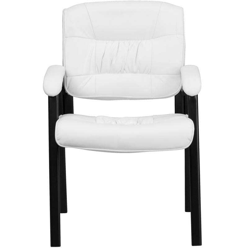 Brown Leather Executive Side Reception Chair with Black Frame Y493677