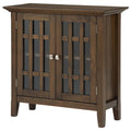 Solid Wood 32 inch Wide Rustic Low Storage Media Cabinet in Rustic Natural Aged Brown K178026