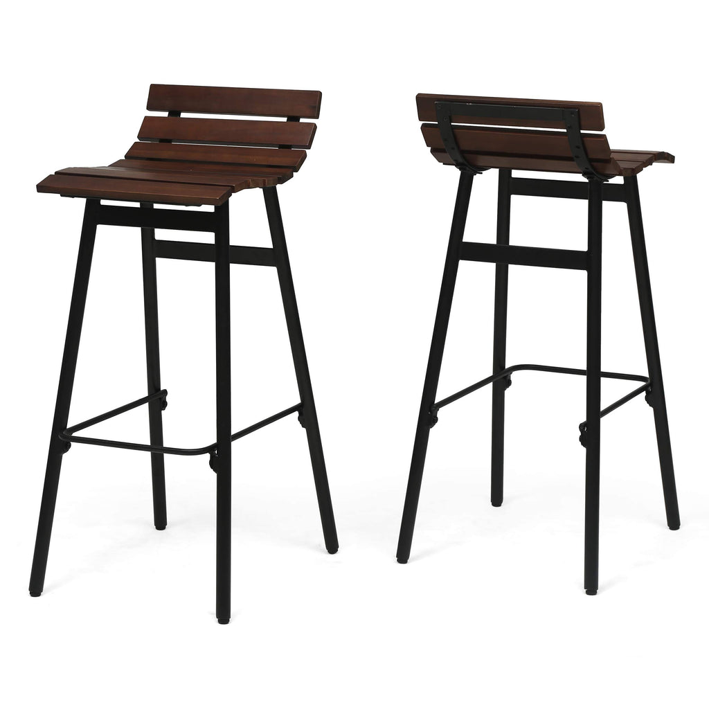 Wooden Barstool Set of 2 Dark Brown V615