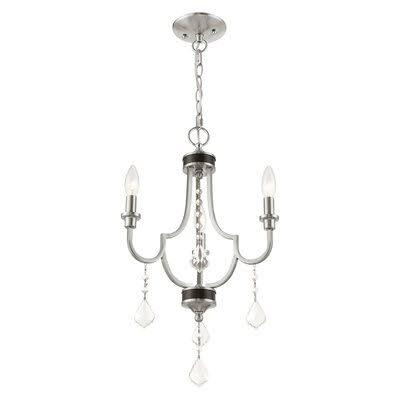 3 - Light Candle Style Chandelier with Crystal Accents Brushed Nickel K6969