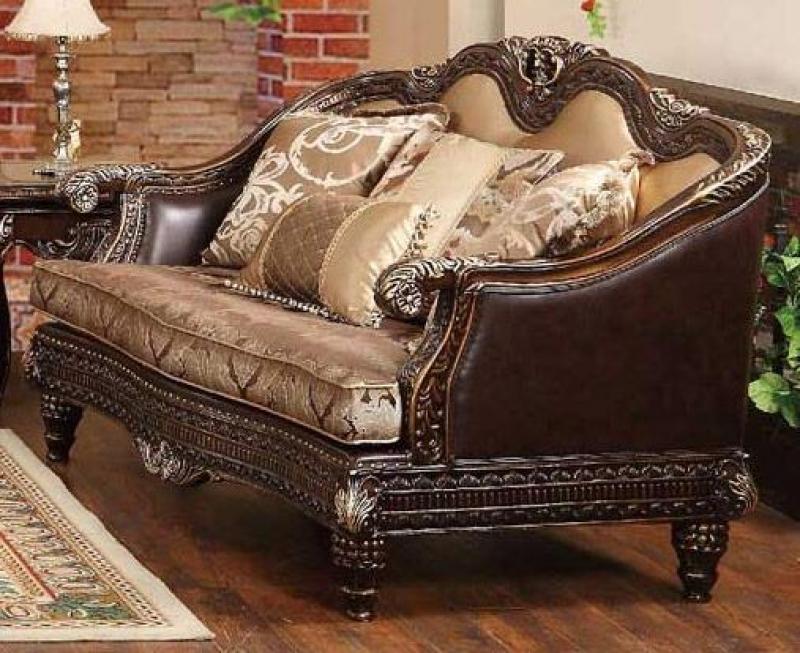 Cherry Finish Wood Sofa & Loveseat Set 2Pcs I557