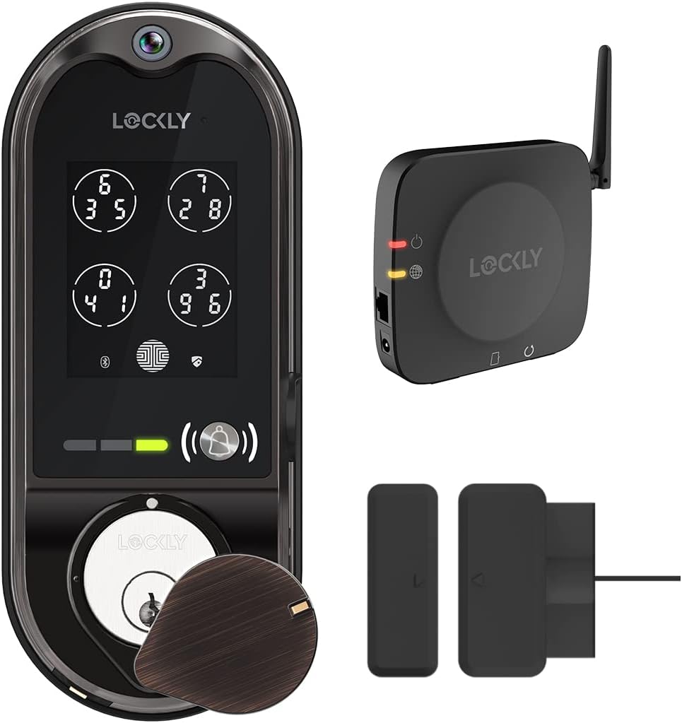 Venetian Bronze Smart Lock Deadbolt with Video Doorbell, Fingerprint, Wi-Fi, Camera, Keypad Y226