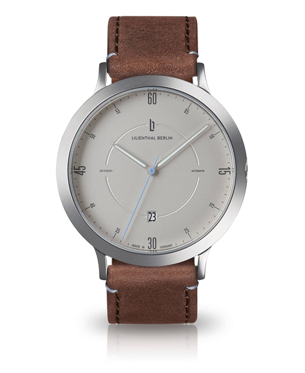 Automatic Watch with Brown Leather Band W67265