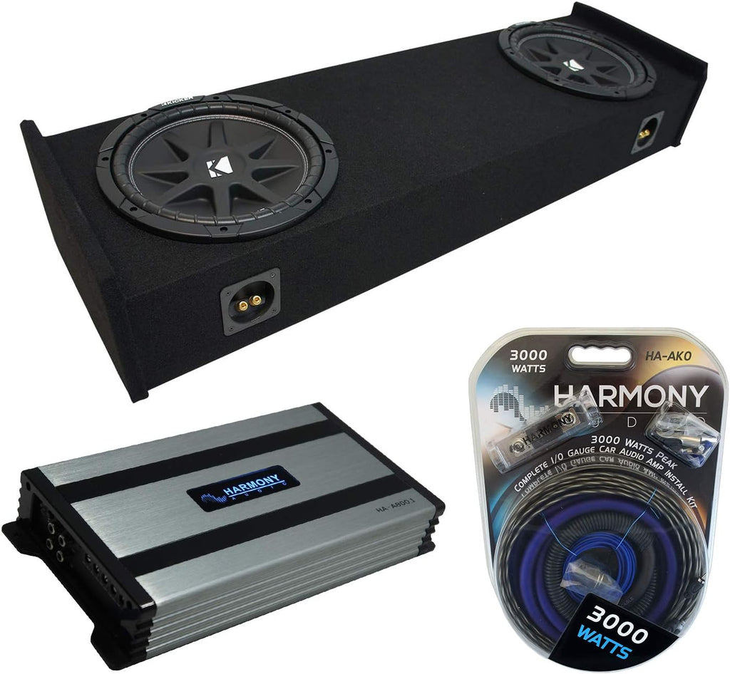 Kicker C10 Compatible with Ford F-150 Super EXT Cab Truck 1997-1999 Bundled with HA-A800.1 Amplifier and Dual 10 Custom Sub Box Enclosure V3285