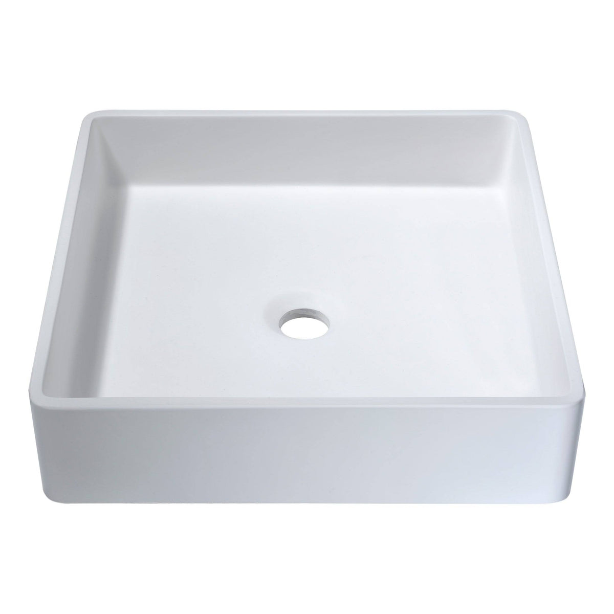 Matte White Solid Surface Vessel Sink with Pop Up Drain R9925