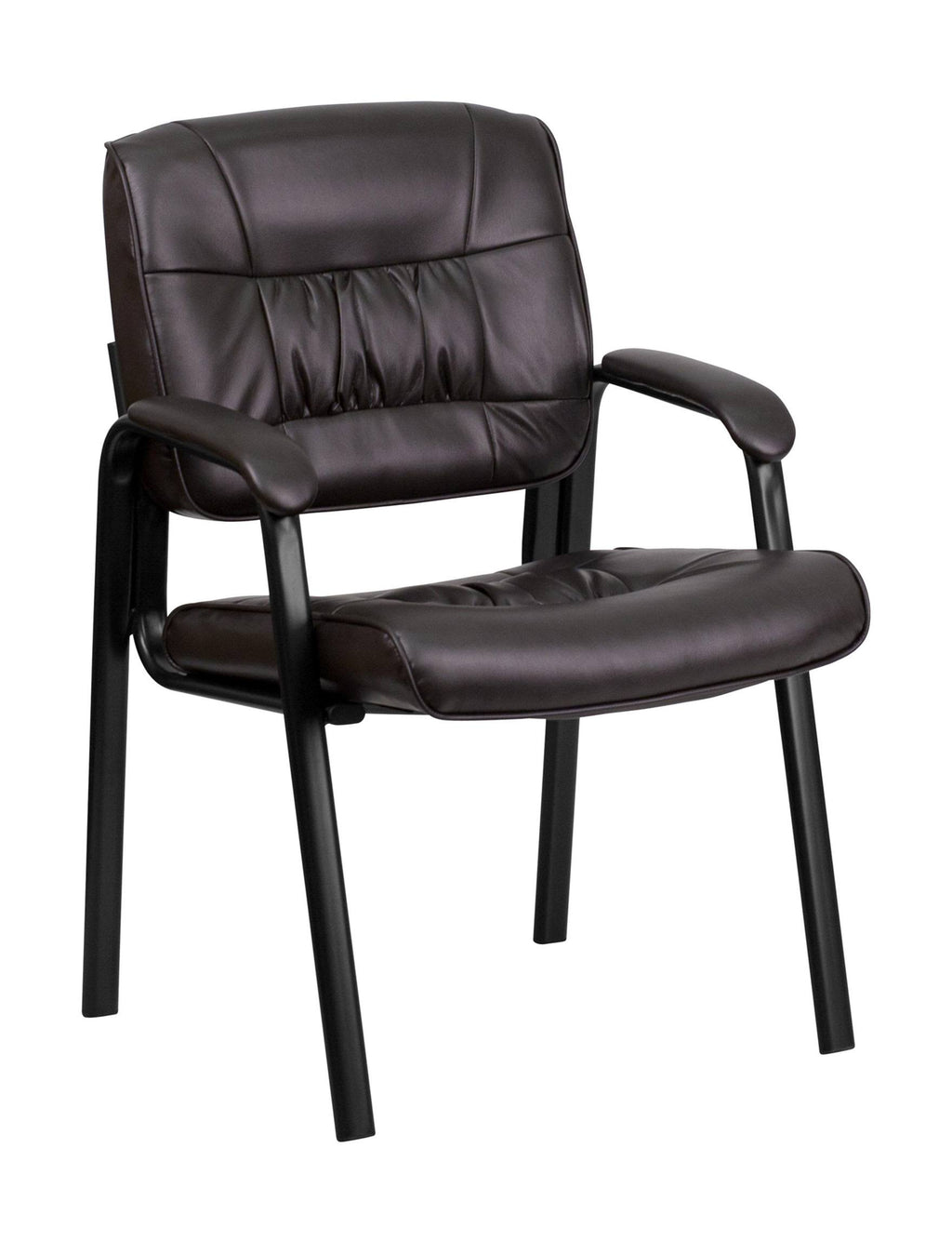 Brown Leather Executive Side Reception Chair with Black Frame Y493677