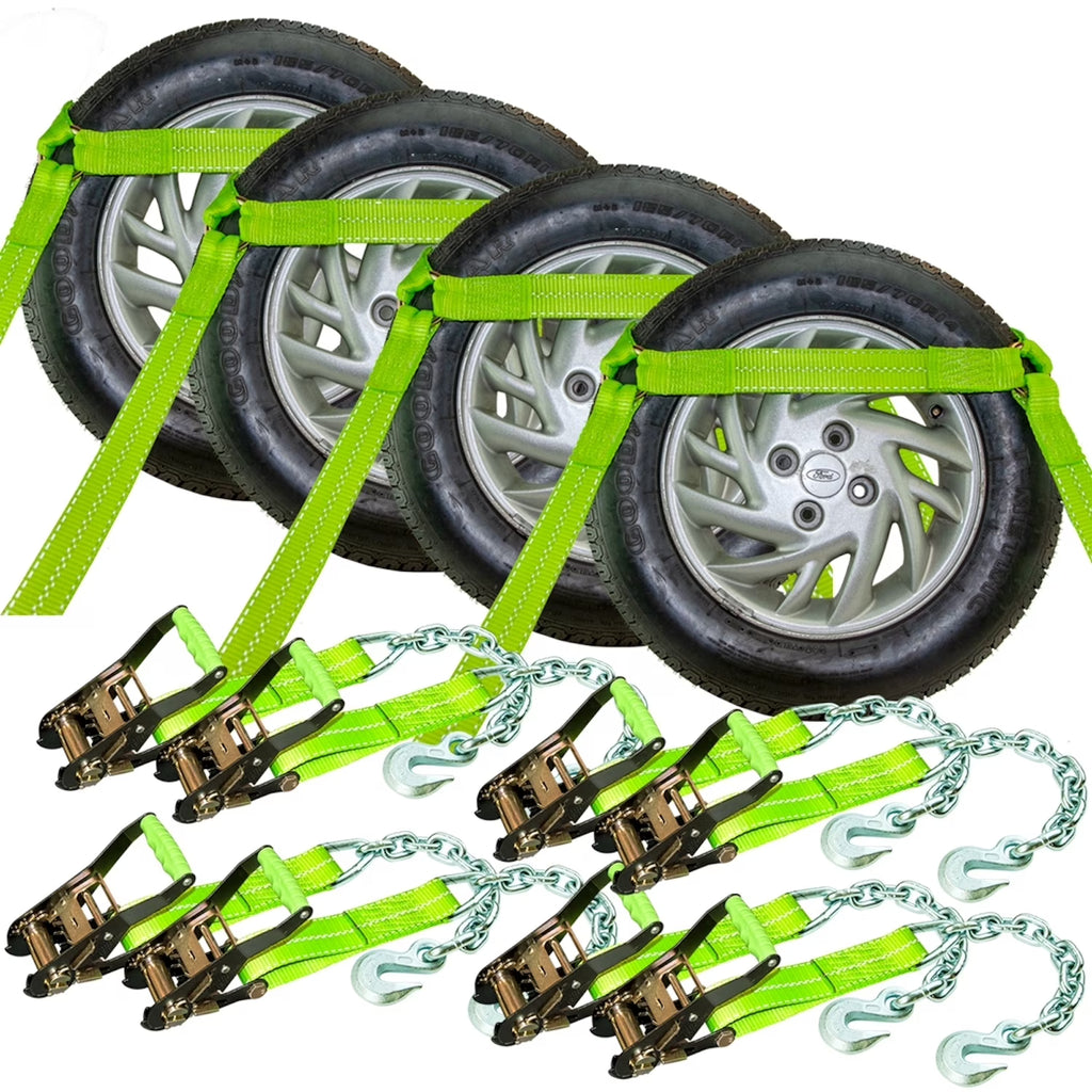 4 Pack Car Tie Down Chain Anchors Side Rail High-Viz 3300 Lbs SWL P49424