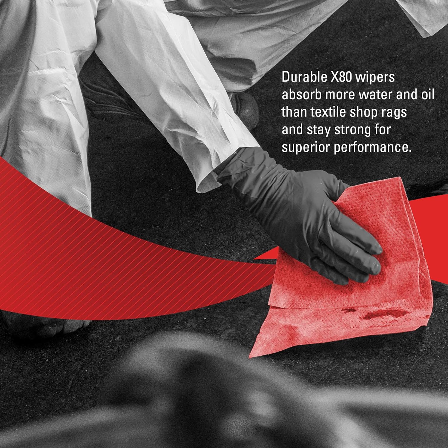 Red Jumbo Roll Reusable Wipes, 475 Sheets T4139