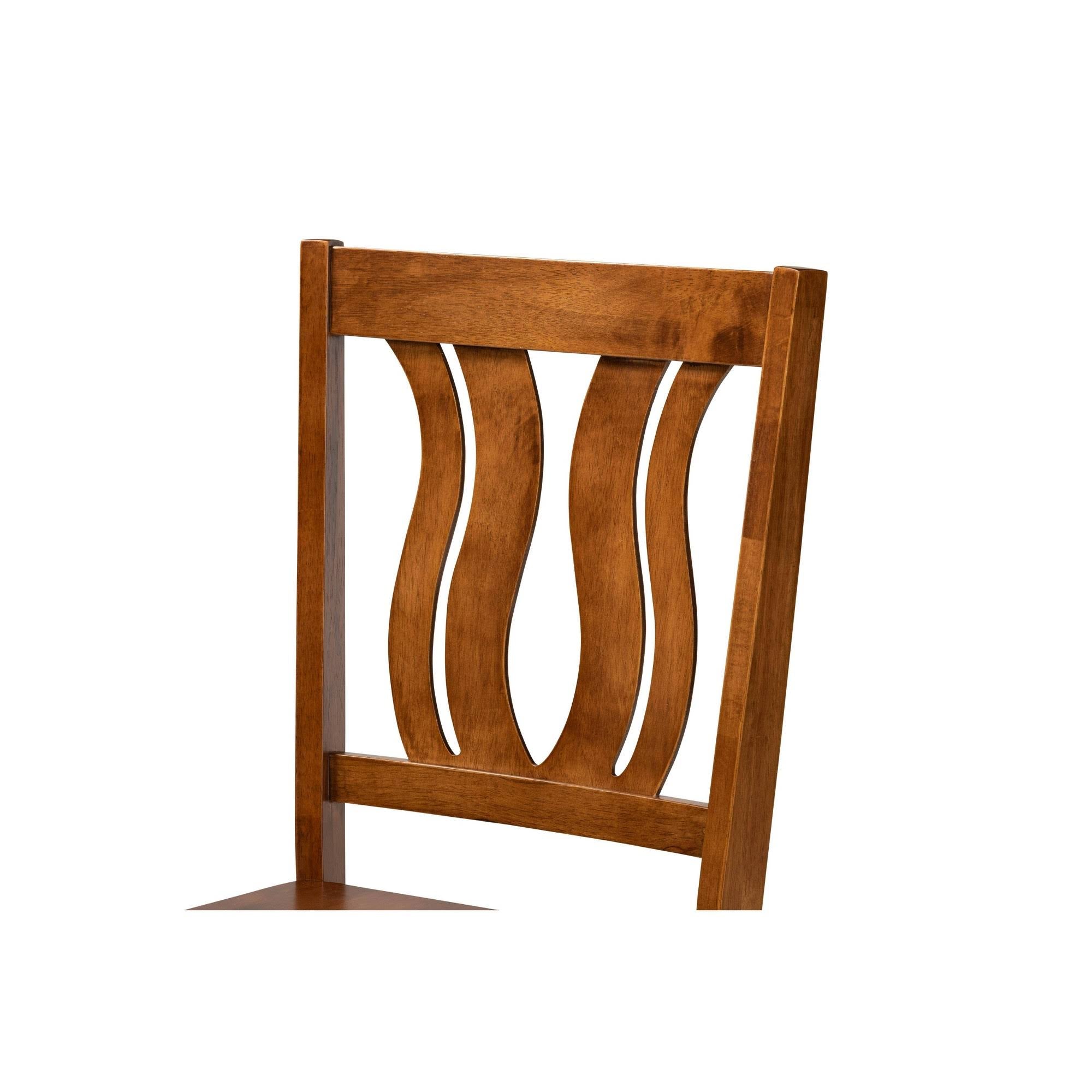 Walnut Brown Finished Wood 2-Piece Dining Chair Set J9847