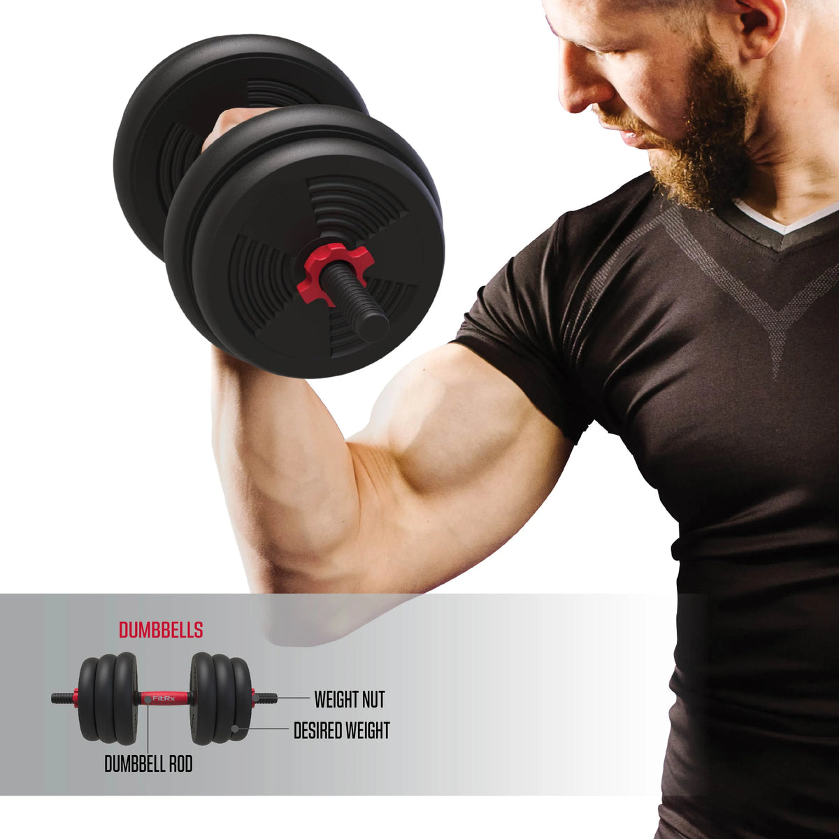 60 lbs 4-in-1 Adjustable Dumbbell Barbell Kettlebell Weight Set I4885