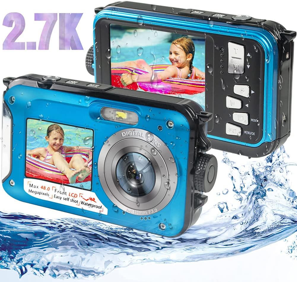 Waterproof Digital Camera 2.7K 48MP Dual Screen Green K36887