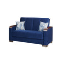Blue Microfiber Loveseat H354
