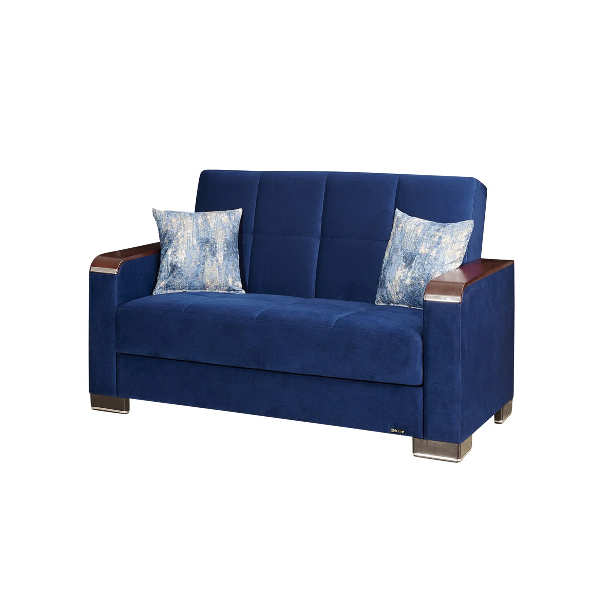 Blue Microfiber Loveseat H354