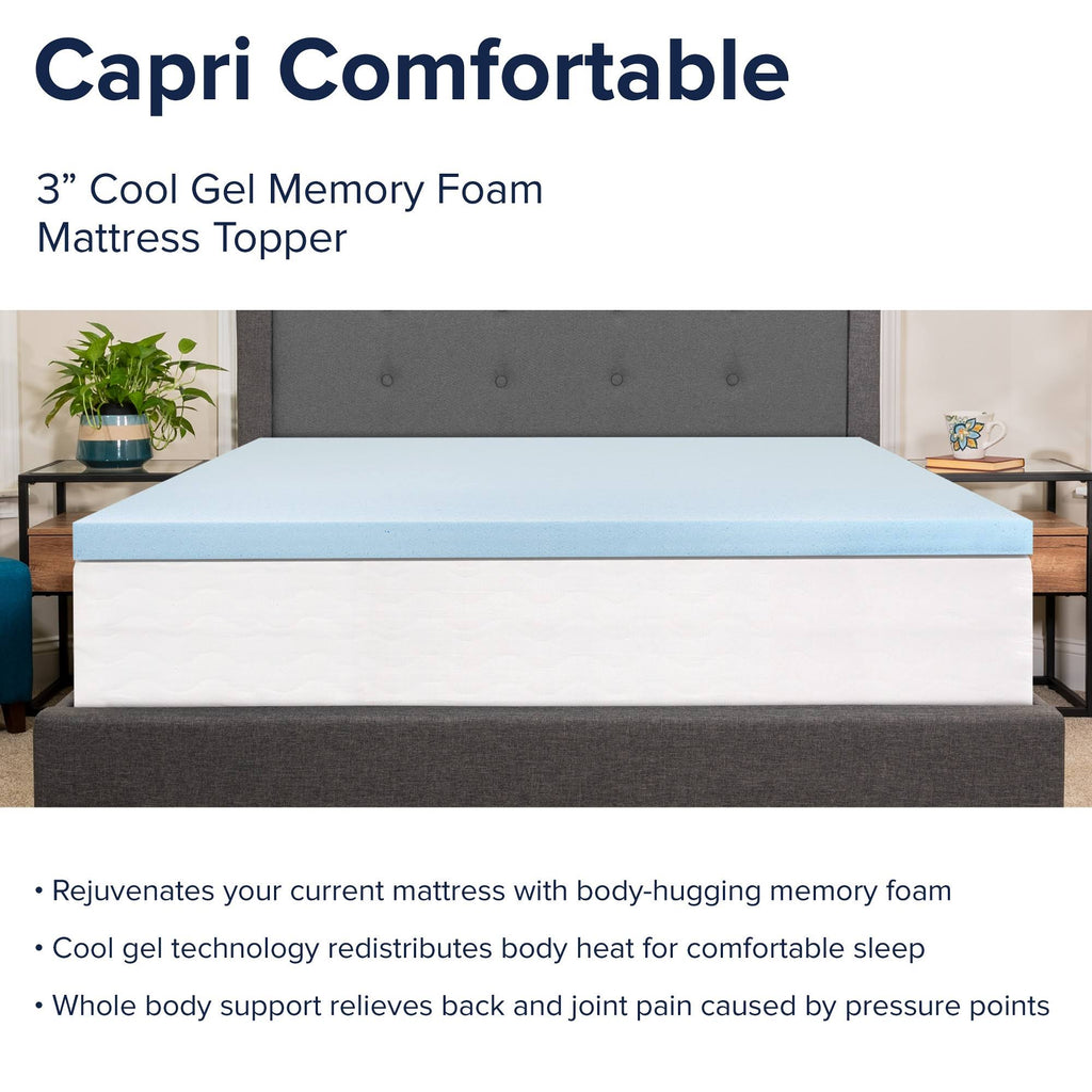 King 3 inch Cool Gel Memory Foam Mattress Topper K822094