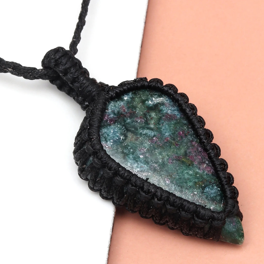 Ruby Zoisite Macrame Gemstone Necklace U687888
