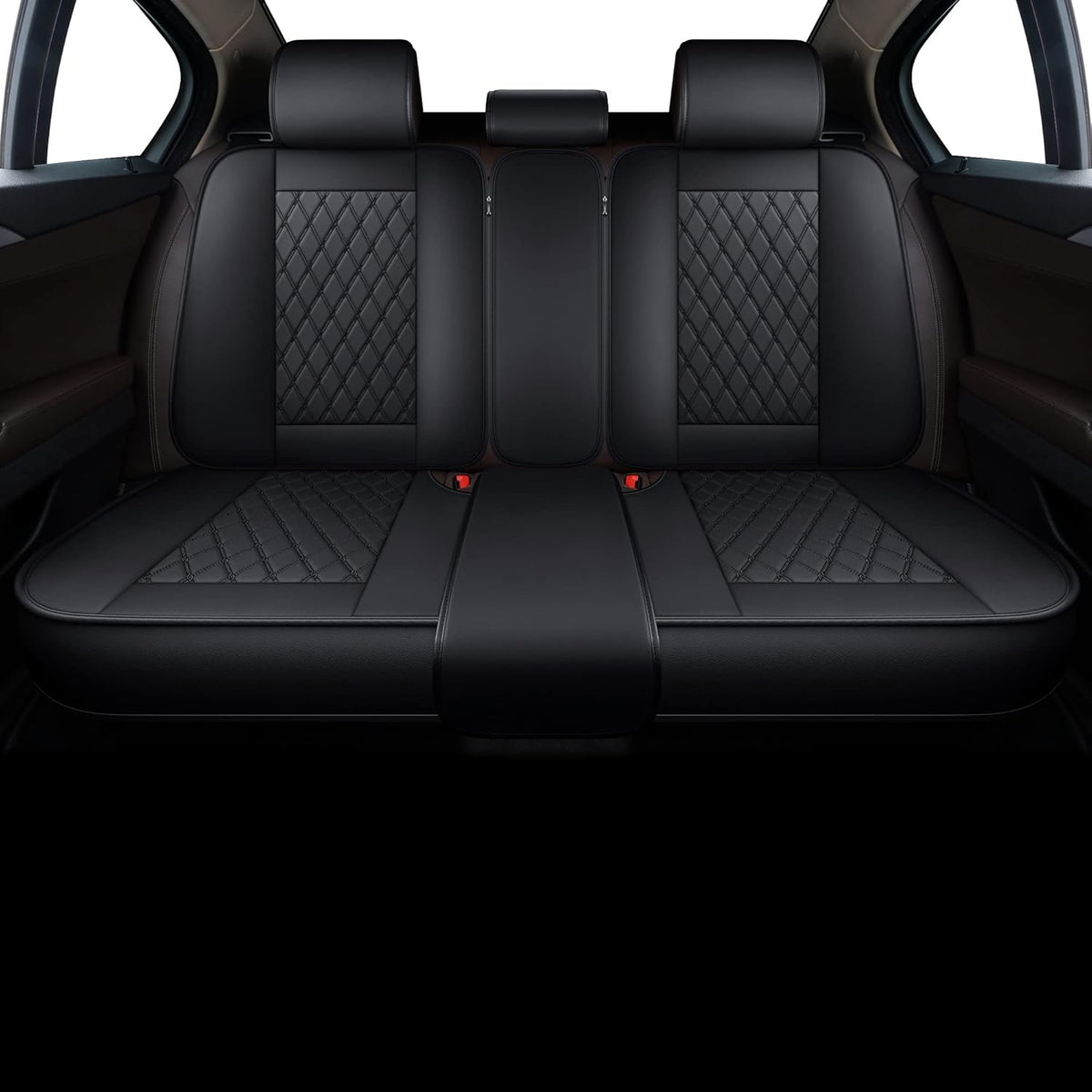 Black Faux Leather Front Car Seat Covers U4713