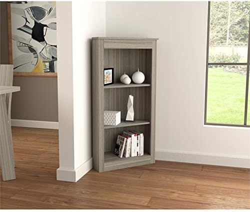 Gray Smoke Oak 3 Shelf Corner Bookcase F6306