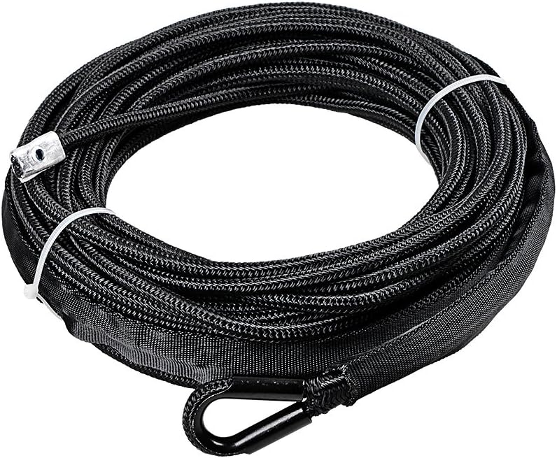 85ft x 3/8 inch Synthetic Winch Line Rope with Heat Rock Guard T394