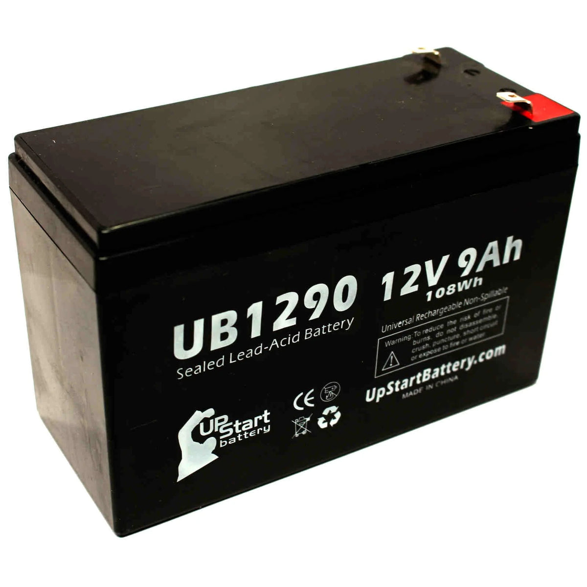 3x Pack Replacement Sealed Lead Acid Battery (12V, 9Ah, 9000mAh, F1 Terminal, AGM, SLA) with 6 F1 to F2 Terminal Adapters S713083