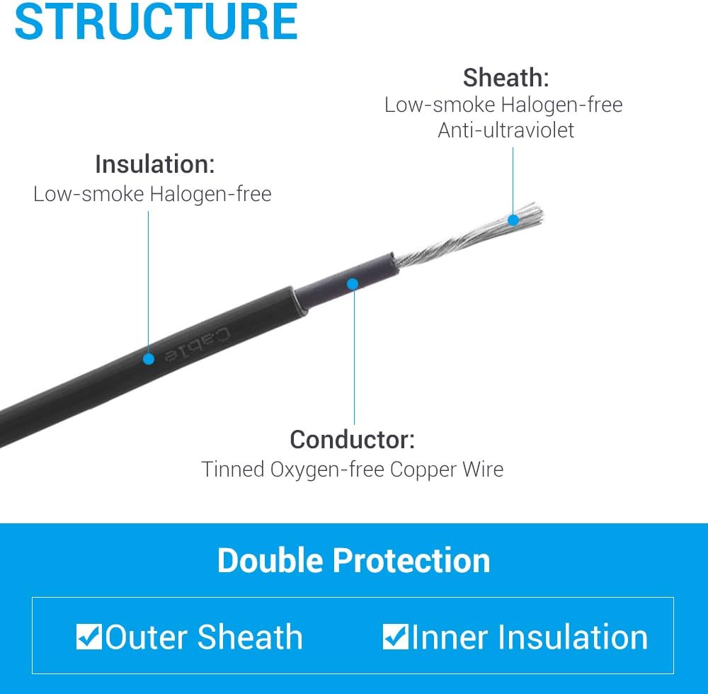 10AWG Solar Extension Cable 95 Feet Black Q29589