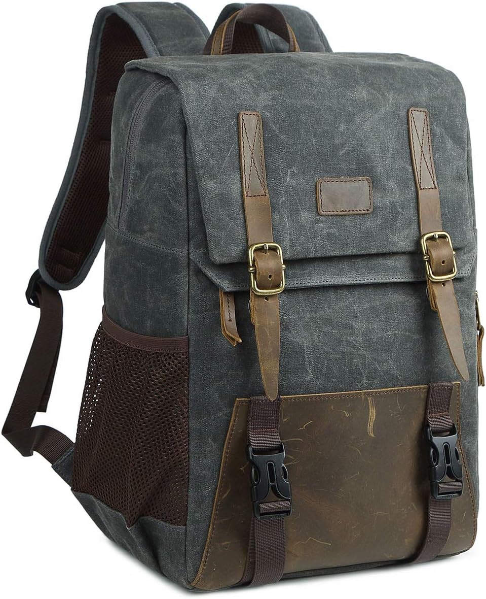 Canvas Water-repellent 15 inch Laptop DSLR SLR Backpack L3160