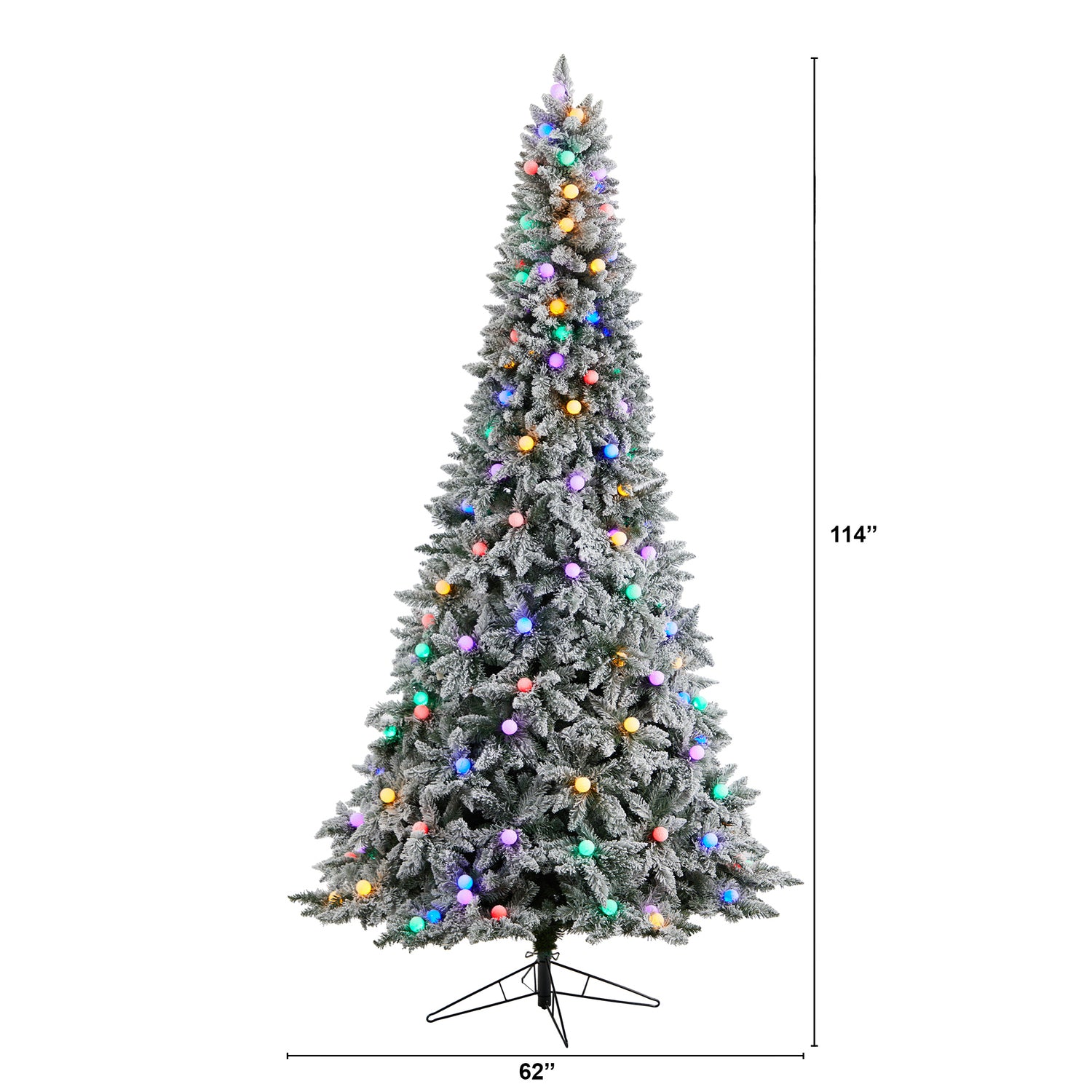 9.5Ft. Artificial Christmas Tree With 150 Multi Color Globe Bulbs And 2297 Bendable Branches F675850