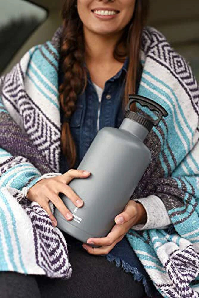 64oz Stainless Steel Tank Growler with 3 Finger Grip Cap K63414
