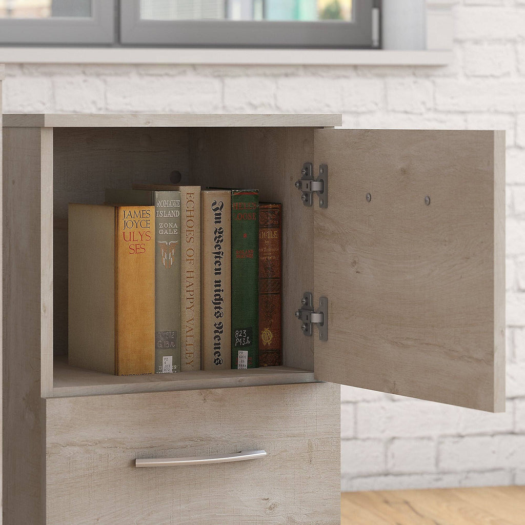 Washed Gray Small Desk with Mobile File Cabinet and Bookcase R334023
