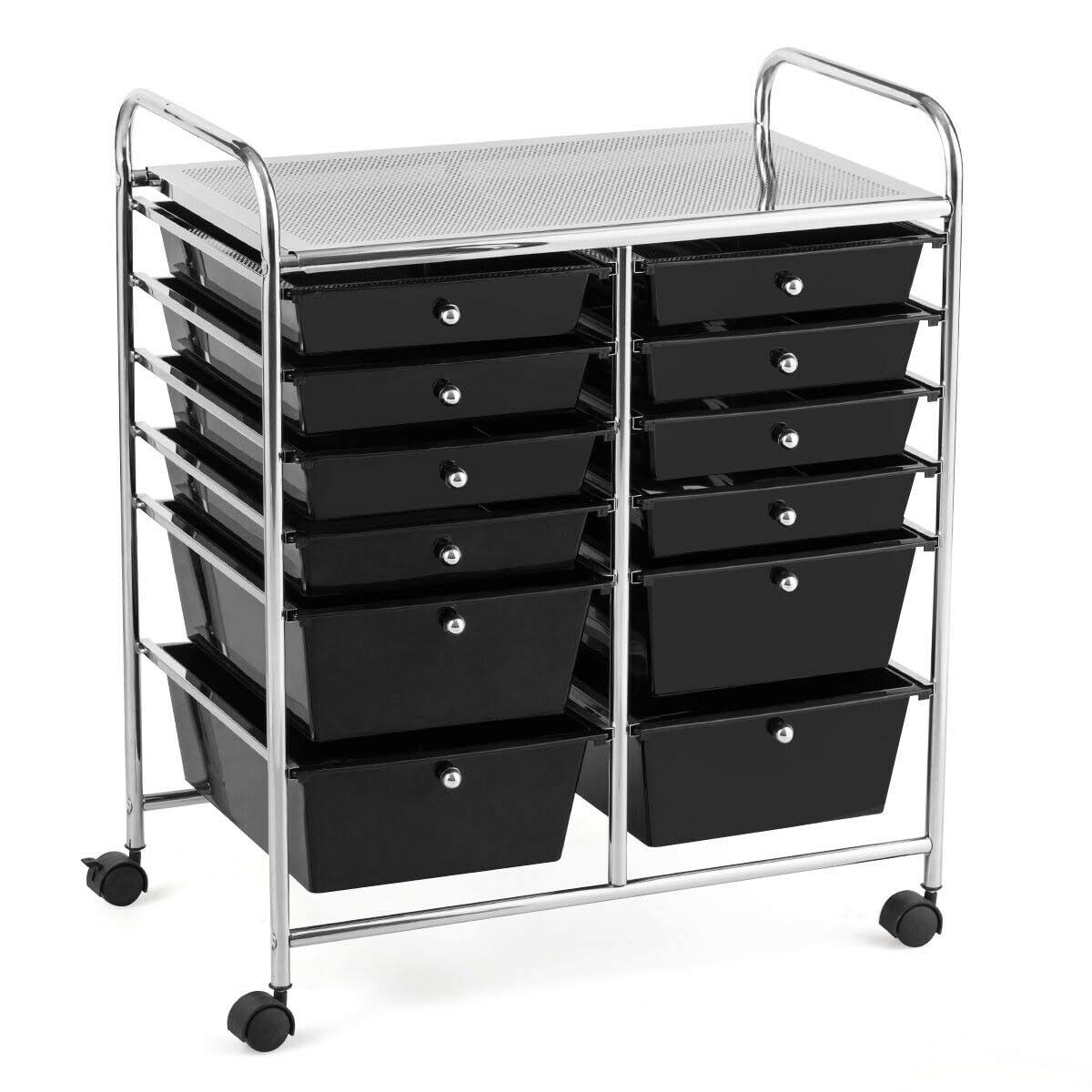 12 Drawers Black Rolling Storage Cart C956349