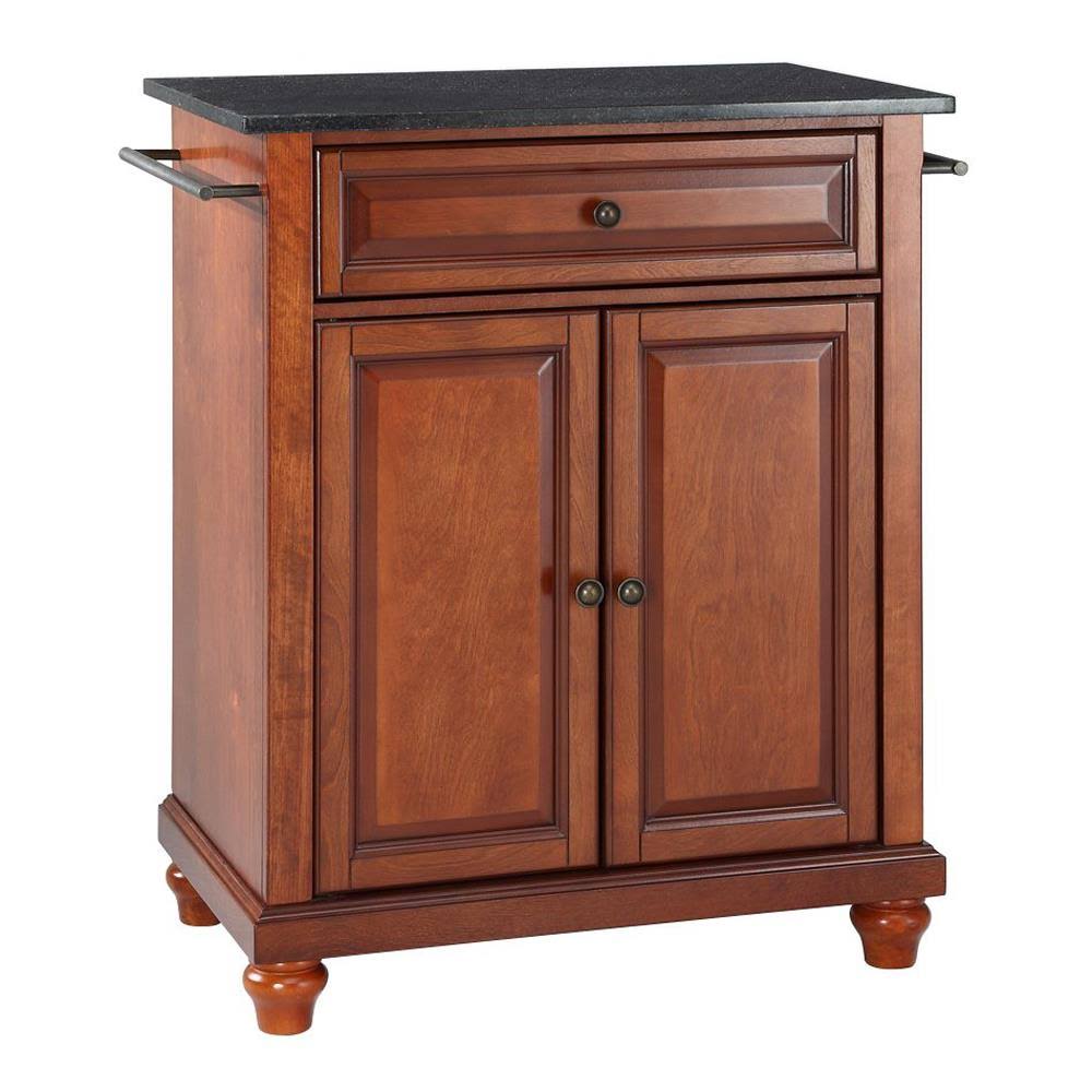 Black Granite Top Portable Kitchen Island R631