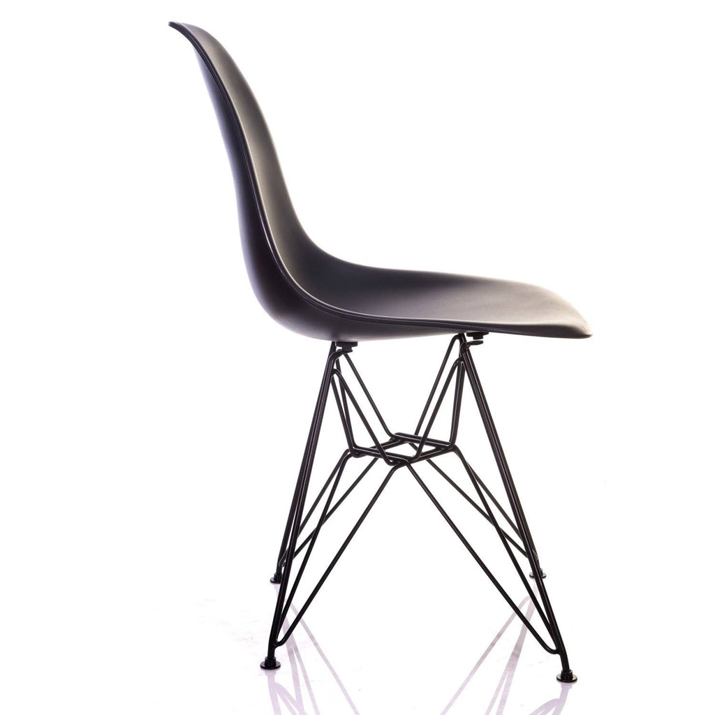 Carbon Gray Mid-Century Modern Dining Accent Side Chair with Black Steel Leg (Set of 2) I499588