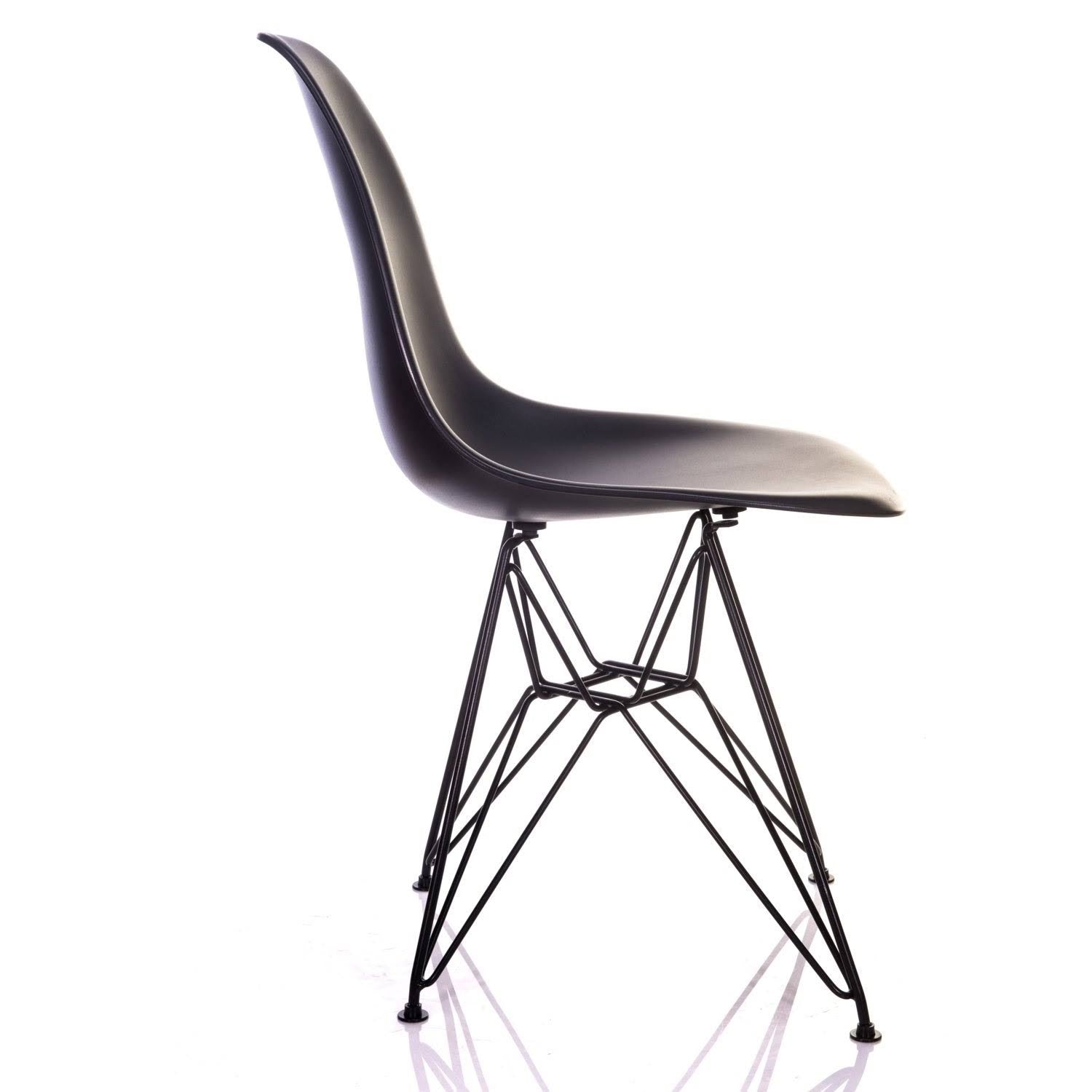 Carbon Gray Mid-Century Modern Dining Accent Side Chair with Black Steel Leg (Set of 2) I499588