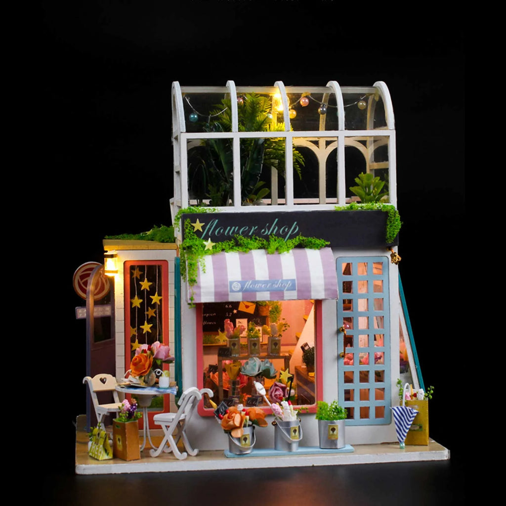 Starry Sky Flower Room Wooden Miniature Dollhouse Kit G61159