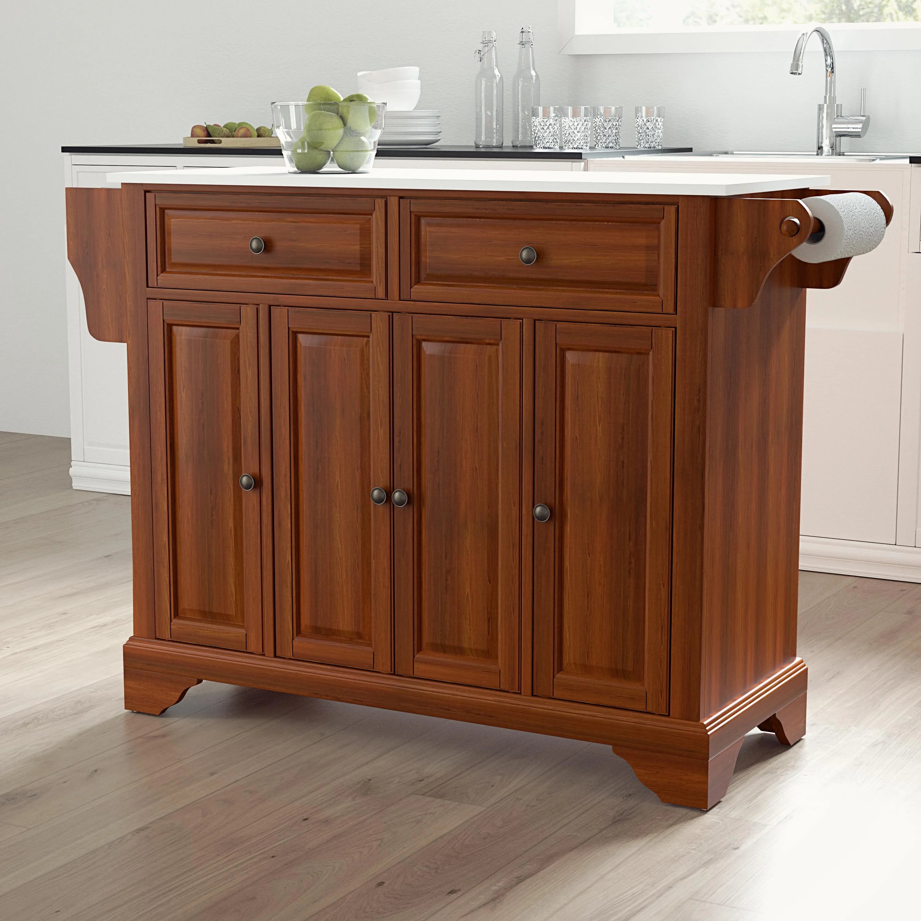 Cherry Wood Granite Top Kitchen Island J7950