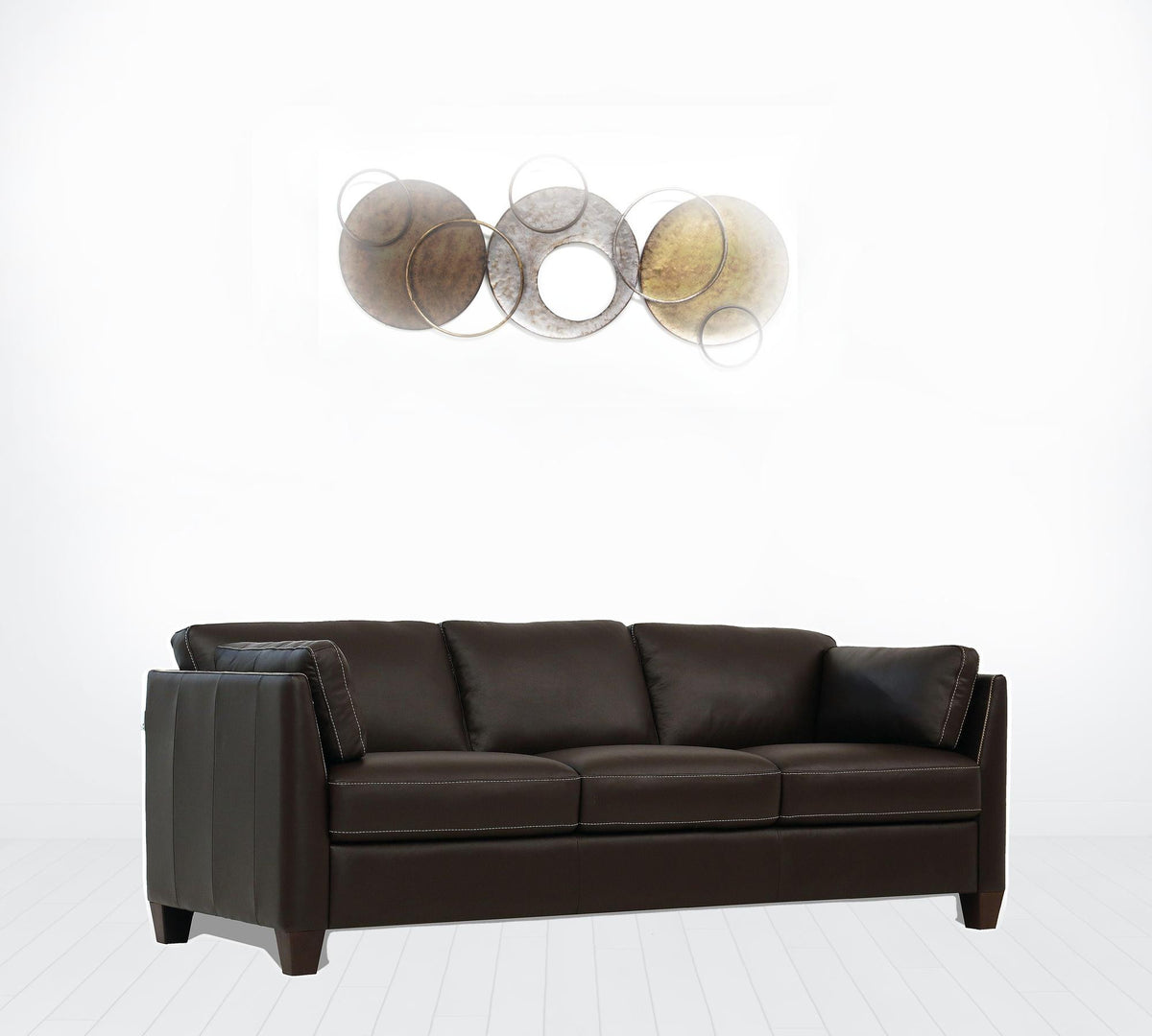 Chocolate Leather & Black Sofa G281