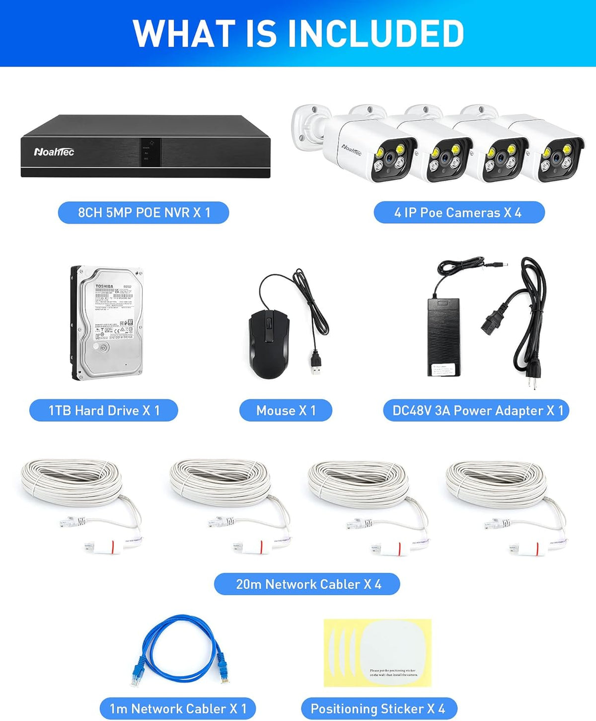 8CH 5MP PoE Security Camera System with 1TB Hard Drive L95879