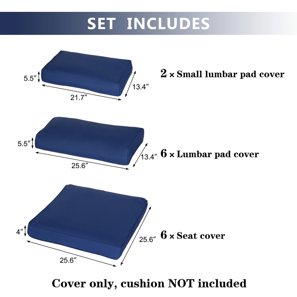 7 Pcs Outdoor Patio Wicker Sofa Chair Cushions Pillow Replacement Covers, Dark Blue R154102