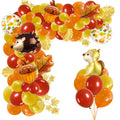 Orange Brown Gold Balloons Arch Garland Kit with Maple Leaves B860082