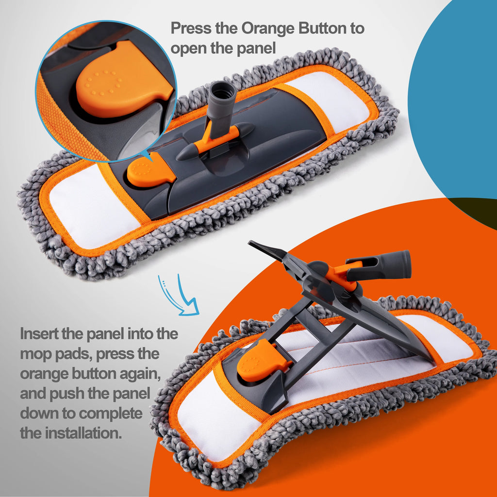 Dust Flat Mop with 3 Microfiber Mop Pads T140297