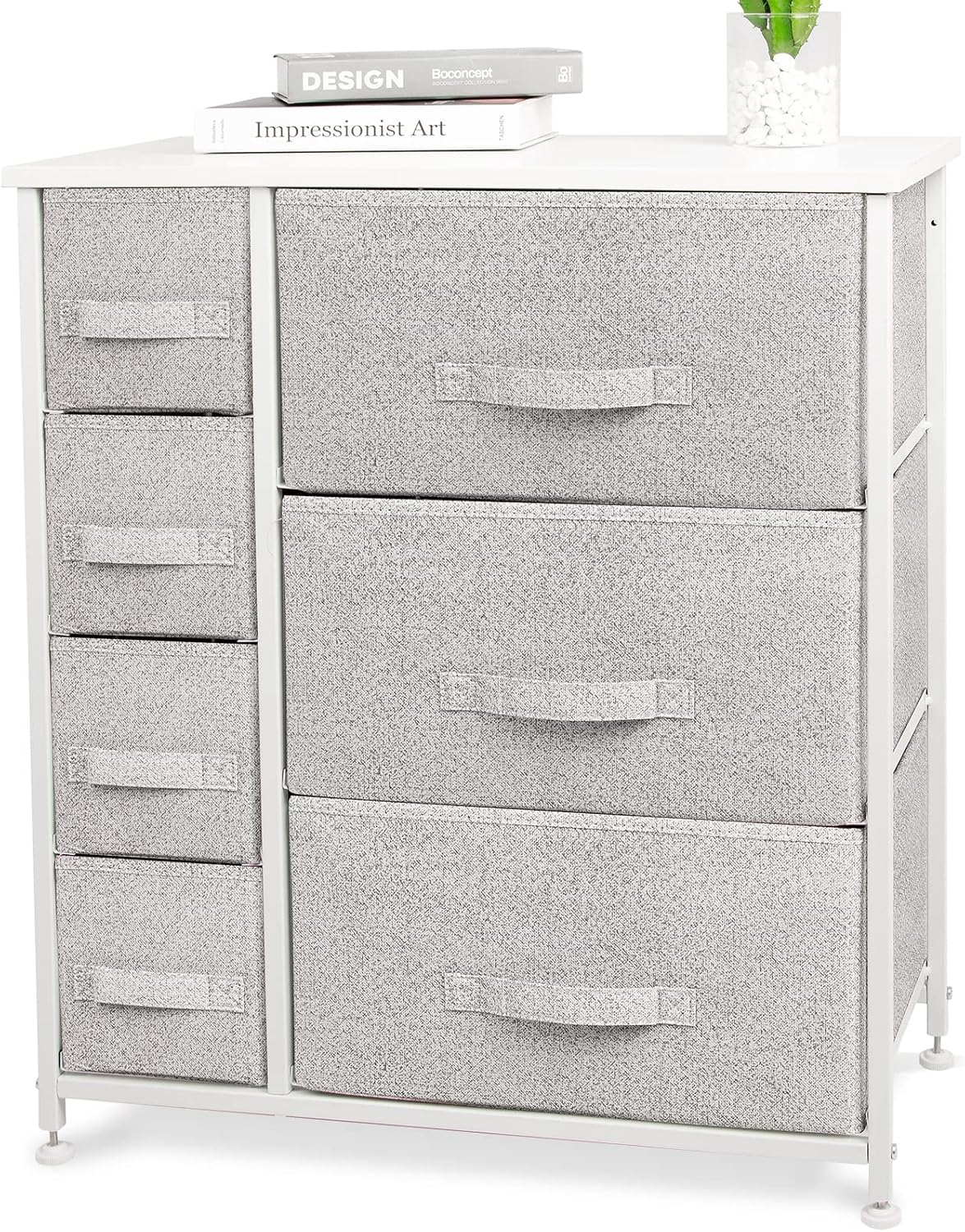 Fabric 7 Drawer Dresser Storage Tower with Steel Frame O227709