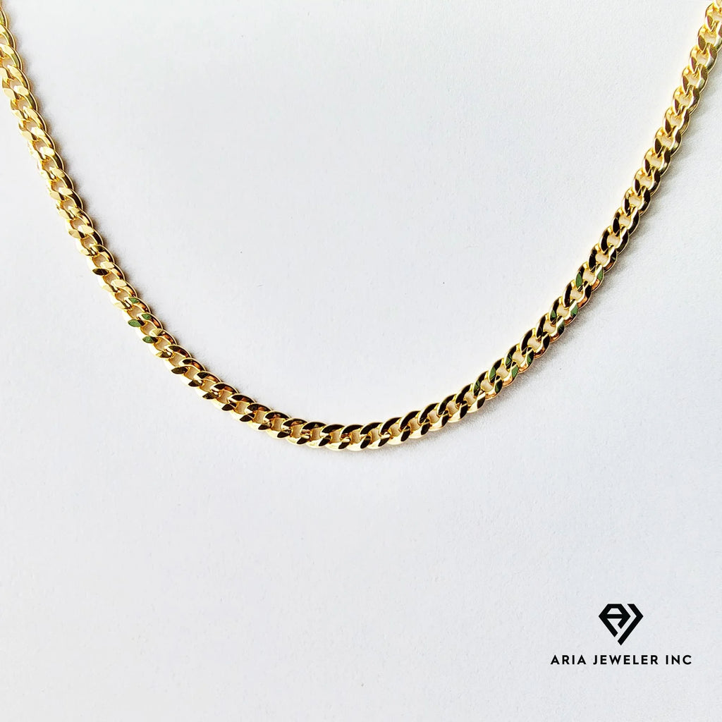 14k Bonded Gold Necklace with Red Rose Cross Pendant, 14K Cuban Chain Necklace I7112