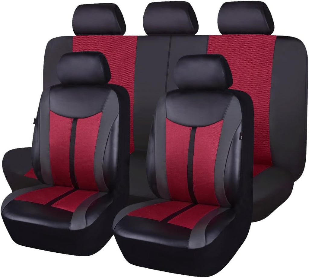 Black Purple Violet Leather Splicing Mesh Car Seat Covers Pack of 2 X2104
