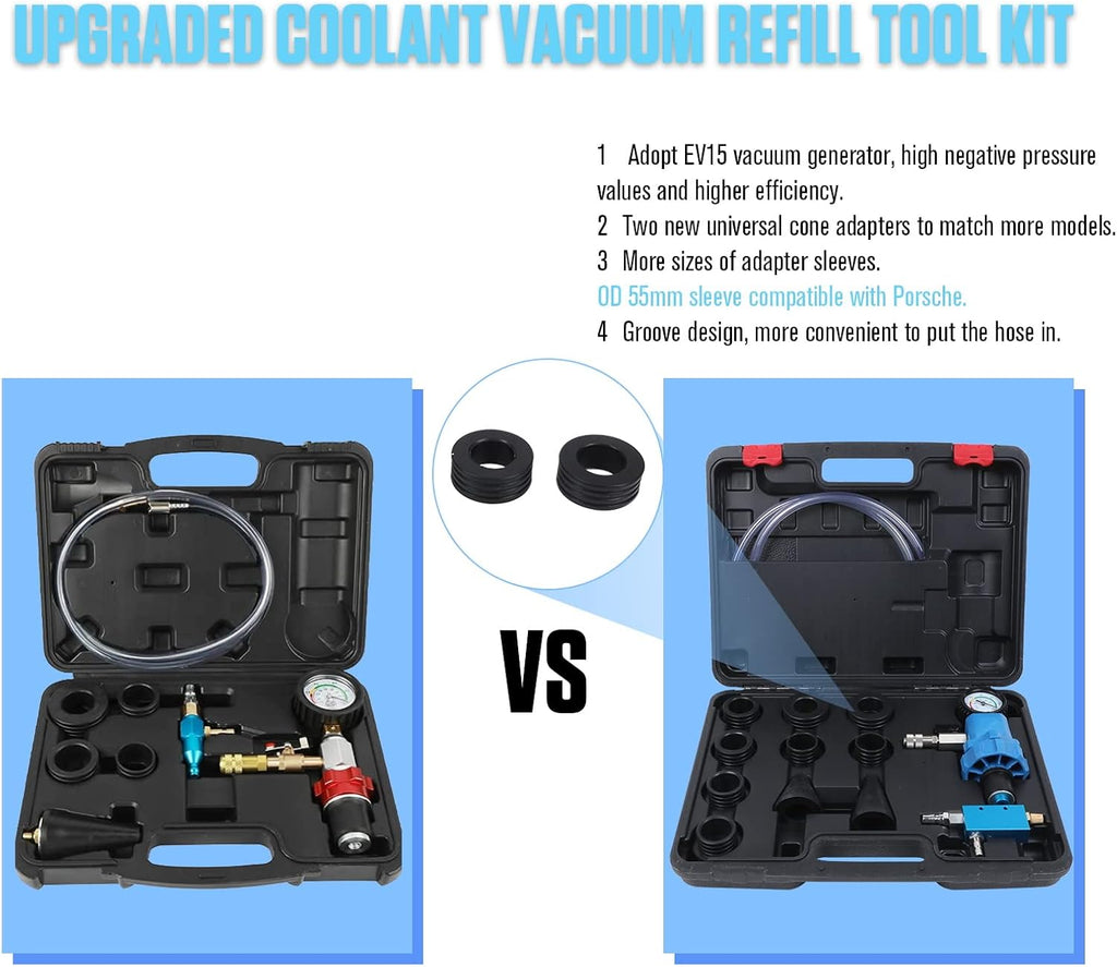 Coolant Vacuum Refill Kit with 2 Tapered Rubber Adapters, 8 Replaceable Adapter Sleeves, Pack of 2 N696677